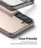 Galaxy S22 Plus Case Combo | Fusion Case + Screen Protector + Camera Protector - Galaxy S22 Plus Case Combo - A clear protective case on a phone with a camera lens protector, showing a precise, snug fit.