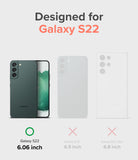 Galaxy S22 Case | Fusion Design - Comparison chart showing Galaxy S22 is compatible while S22+ and S22 Ultra are not.