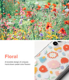 Galaxy S22 Case | Fusion Design - Clear phone case featuring hand-drawn pastel floral patterns against a field of poppies.