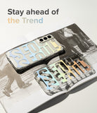 Galaxy S22 Case | Fusion Design - Two clear phone cases with colorful "SEOUL" typography resting on an open magazine.