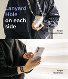 Galaxy S22 Case | Fusion Design - Person wearing a phone case with a shoulder strap and another using a hand strap.
