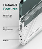 Galaxy S22 Case | Fusion - Close-up of clear phone case highlighting lanyard holes, polycarbonate back, and soft TPU bumper.
