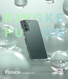 Galaxy S22 Case | Fusion - Clear phone case on a green Galaxy S22 floating among translucent glass spheres.