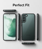 Galaxy S22 Case | Fusion - Multiple views of a Galaxy S22 in a clear protective case against a light gray background.