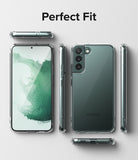 Galaxy S22 Plus Case Combo | Fusion Case + Screen Protector + Camera Protector - Galaxy S22 Plus Case Combo - Clear protective case shown from front, back, and side angles on a light gray background.