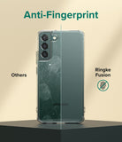 Galaxy S22 Plus Case | Fusion - Comparison showing a scratched, smudged phone case versus a clean Ringke Fusion case.