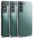 Galaxy S22 Plus Case | Fusion - Three green smartphones in clear protective cases shown from the back.