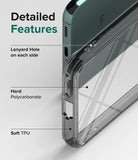 Galaxy S22 Plus Case | Fusion - Diagram highlighting lanyard holes, hard polycarbonate back, and soft TPU frame.