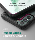Galaxy S22 Plus Case Combo | Fusion-X Case + Screen Protector + Camera Protector - Galaxy S22 Plus Case Combo - Close-up of phone case showing 1.5mm raised screen bezel and camera lips for protection.