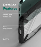 Galaxy S22 Plus Case Combo | Fusion-X Case + Screen Protector + Camera Protector - Galaxy S22 Plus Case Combo - Close-up of phone case showing lanyard holes, hard polycarbonate back, and soft TPU bumper.