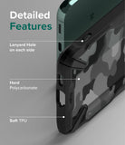 Galaxy S22 Plus Case Combo | Fusion-X Case + Screen Protector + Camera Protector - Galaxy S22 Plus Case Combo - Close-up of phone case showing lanyard holes, hard polycarbonate back, and soft TPU bumper.