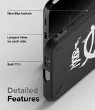 Galaxy S22 Plus Case | Onyx Design - Close-up of black phone case highlighting non-slip texture, lanyard holes, and TPU.