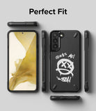 Galaxy S22 Plus Case | Onyx Design - Black phone case with white graffiti art showing multiple angles and a screen.