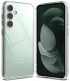 Galaxy S23 FE Case | Fusion - Clear protective case on a light green Samsung Galaxy S23 FE showing front and back views.