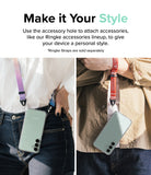 Galaxy S23 FE Case | Fusion - Two people wearing phones in clear cases around their necks using colorful accessory straps.