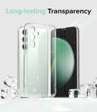 Galaxy S23 FE Case | Fusion - Clear protective phone case standing in front of a Galaxy S23 FE surrounded by ice cubes.