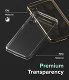 Galaxy S23 FE Case | Fusion - Comparison of a yellowed, scratched old phone case and a clear, new premium case.