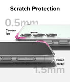 Galaxy S23 FE Case | Fusion - Clear phone case highlighting 0.5mm camera lips and 1.5mm raised screen bezels for protection.