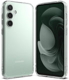 Galaxy S23 FE Case | Fusion - Clear protective case on a mint green Galaxy S23 FE showing front and back views.