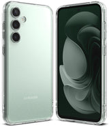 Galaxy S23 FE Case | Fusion - Clear protective case on a mint green Galaxy S23 FE showing front and back views.