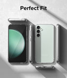 Galaxy S23 FE Case | Fusion - Clear phone case shown from multiple angles around a Galaxy S23 FE on a textured surface.