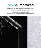 Galaxy S23 FE Case | Fusion - Close-up of a clear phone case corner with micro-dot texture next to raw TPU material pellets.