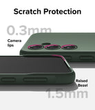 Galaxy S23 FE Case | Onyx - Olive green phone case showing 0.3mm camera lips and 1.5mm raised screen bezel for protection.
