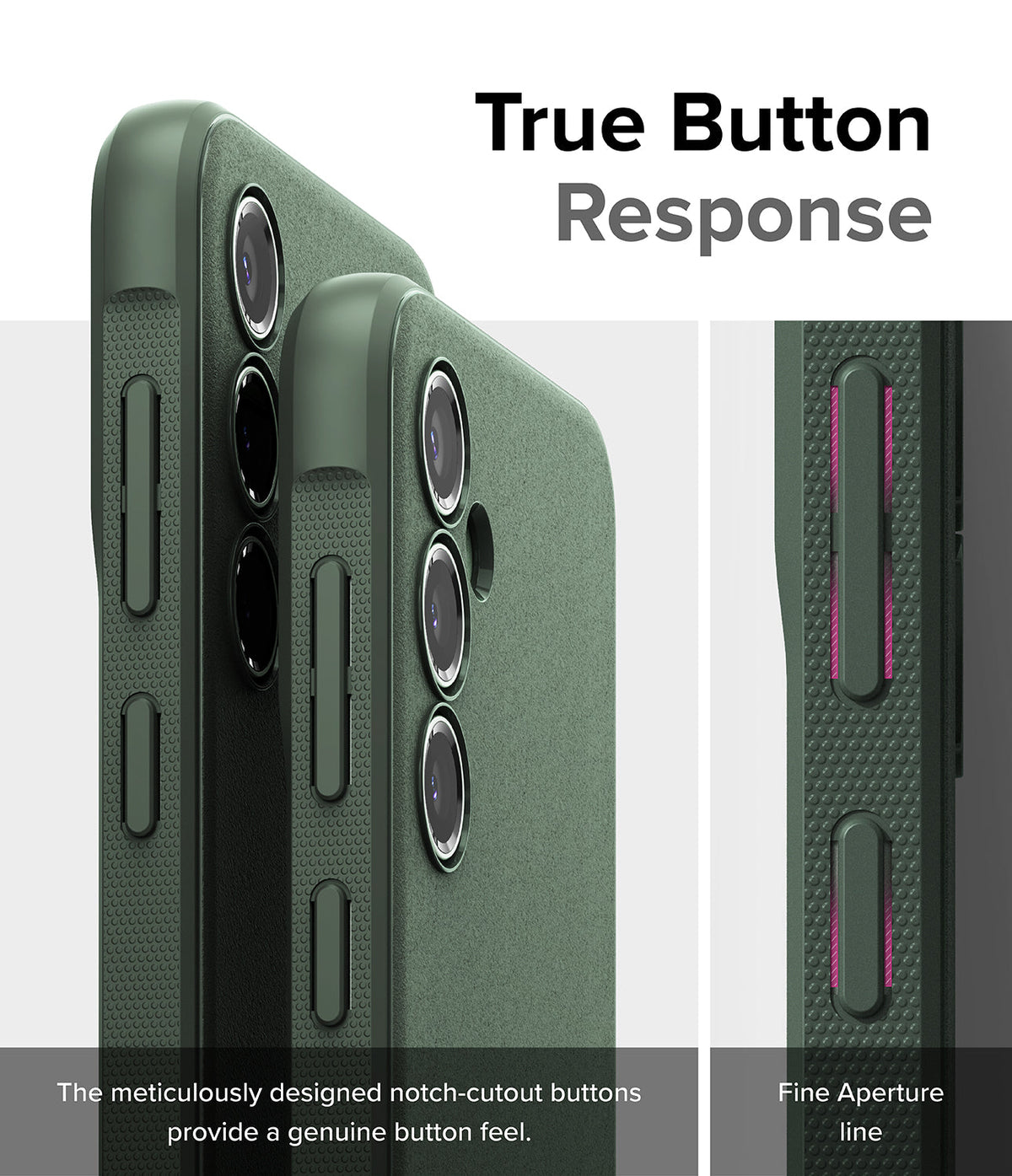 Galaxy S23 FE Case | Onyx - Green textured phone case showing detailed button cutouts and tactile response design.
