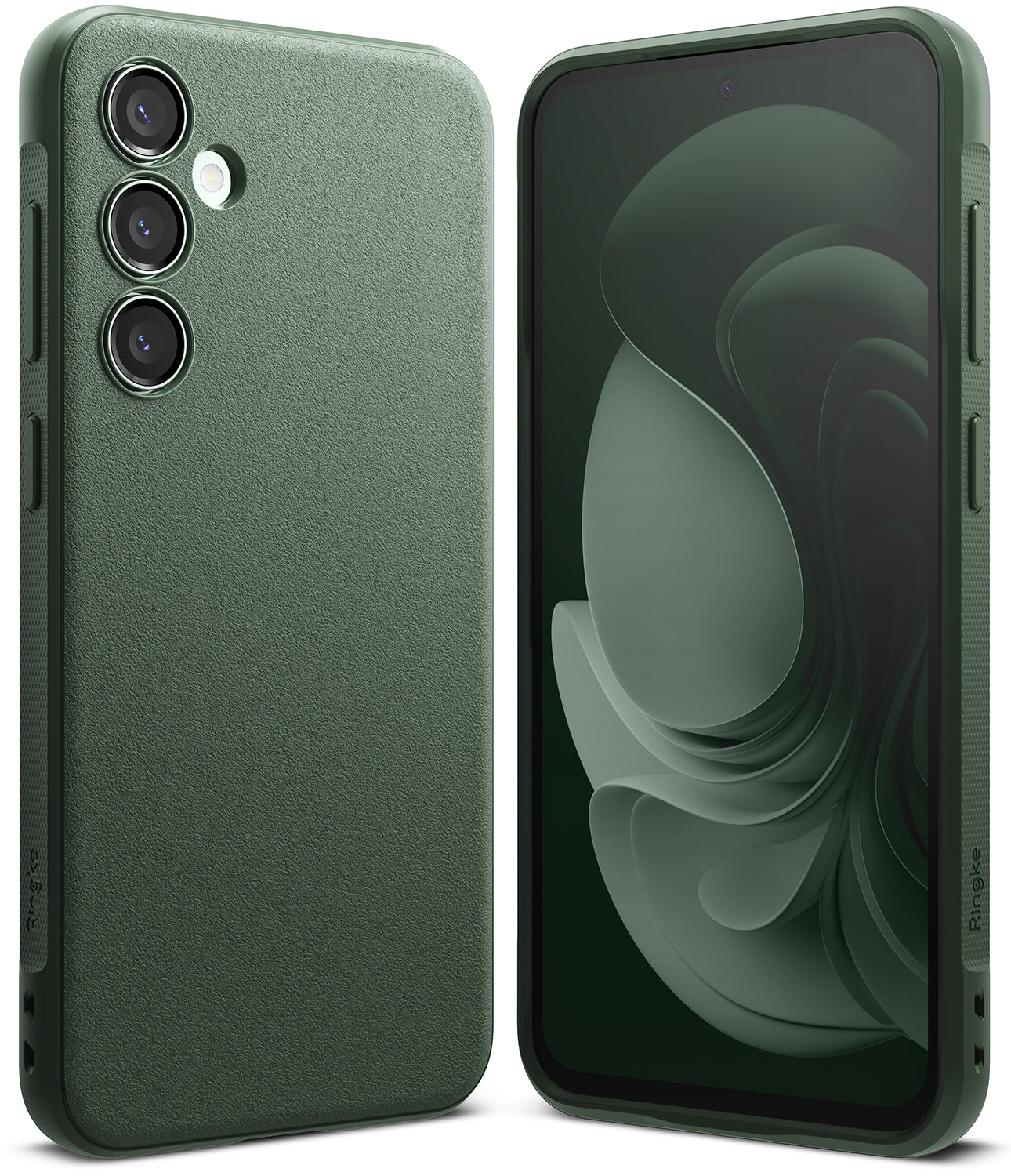 Galaxy S23 FE Case | Onyx - Matte dark green phone case shown from back and front with textured finish and camera cutouts.