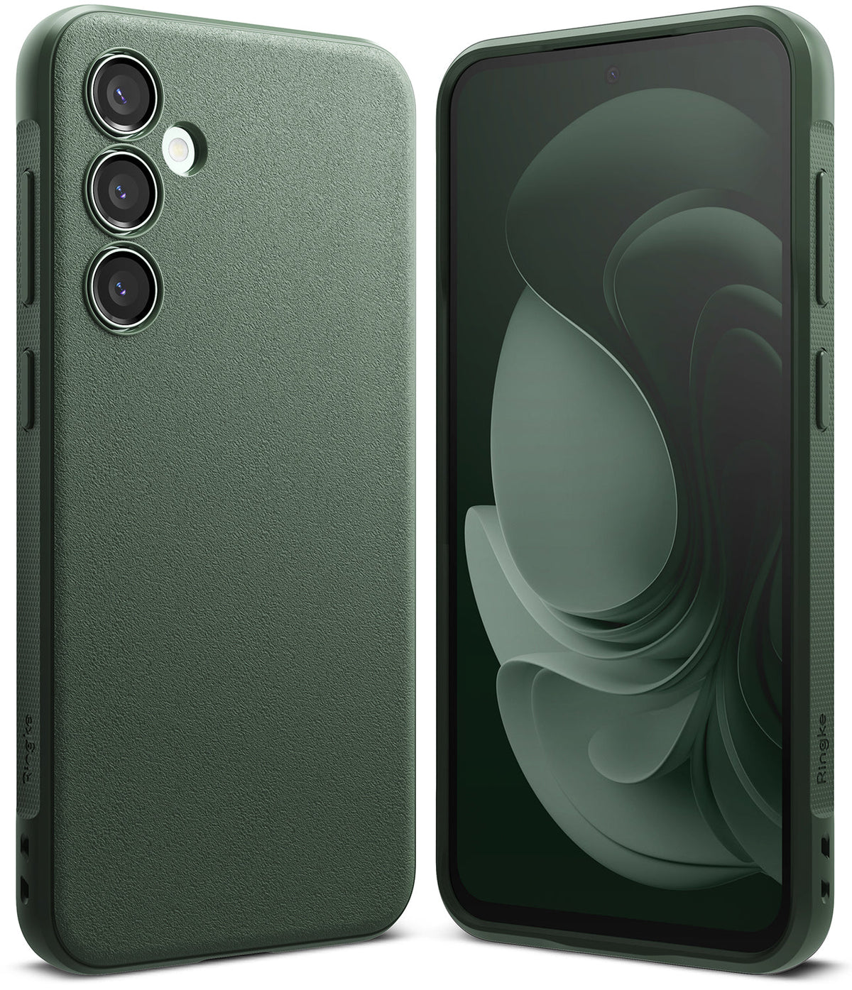 Galaxy S23 FE Case | Onyx - Matte dark green phone case shown from back and front with textured finish and camera cutouts.