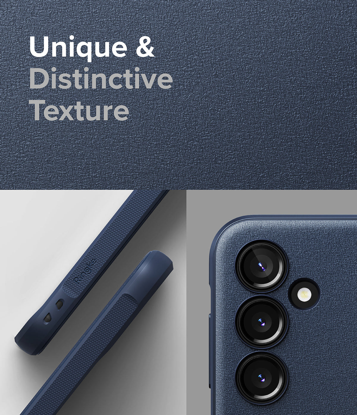 Galaxy S23 FE Case | Onyx - Navy blue phone case with textured surface, side grip details, and triple camera cutout.
