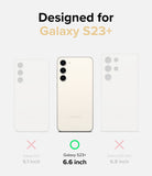 Galaxy S23 Plus Case | Fusion Design - Comparison chart showing Galaxy S23+ is the correct 6.6-inch model for this case.
