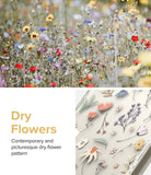 Galaxy S23 Plus Case | Fusion Design - A field of colorful wildflowers above a clear phone case with a dry flower pattern.