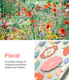 Galaxy S23 Plus Case | Fusion Design - Clear phone case featuring hand-drawn pastel floral patterns against a wildflower field.