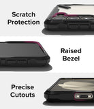 Galaxy S23 Plus Case | Fusion-X - Close-ups of phone case features highlighting scratch protection, raised bezels, and precise port cutouts.