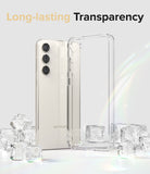 Galaxy S23 Plus Case | Fusion - Clear phone case next to a white smartphone surrounded by ice cubes.