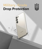 Galaxy S23 Plus Case | Fusion - Clear phone case on a Samsung Galaxy S23 Plus with military-grade drop protection text.
