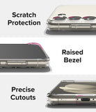 Galaxy S23 Plus Case | Fusion - Close-ups of a clear phone case highlighting camera protection, raised bezels, and port cutouts.