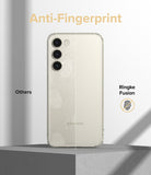 Galaxy S23 Plus Case | Fusion - Comparison showing a fingerprint-covered phone versus a clean Ringke Fusion case.