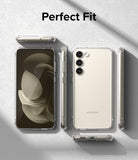 Galaxy S23 Plus Case | Fusion - Clear phone case shown from multiple angles on a textured gray background.