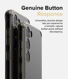 Galaxy S23 Plus Case | Fusion - Close-up of two clear phone cases highlighting precise, responsive side buttons and camera cutouts.