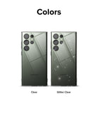Galaxy S23 Ultra Case | Air - Two Galaxy S23 Ultra phones in clear and glitter clear cases side by side.