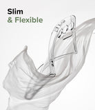 Galaxy S23 Ultra Case | Air - Clear phone case wrapped in flowing white fabric with Slim & Flexible text overlay.