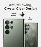 Galaxy S23 Ultra Case | Air - Comparison of a clear, pristine phone case versus a yellowed, scratched old material case.