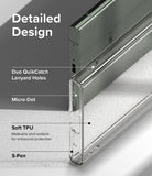 Galaxy S23 Ultra Case | Air - Close-up of clear phone case highlighting lanyard holes, micro-dot pattern, and S-Pen access.