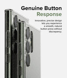 Galaxy S23 Ultra Case | Air - Two clear, glitter-flecked phone cases showing precise side button cutouts and camera lenses.