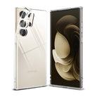 Galaxy S23 Ultra Case | Air - Beige Samsung phone shown from front and back with a clear, flexible protective case.