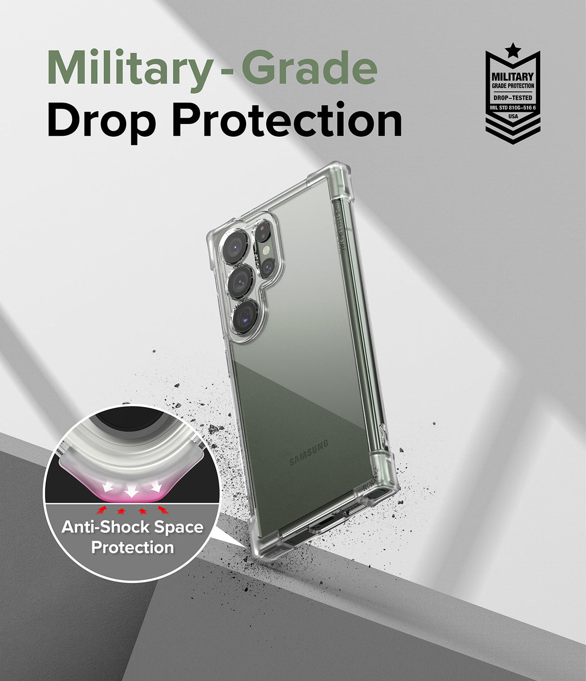 Galaxy S23 Ultra Case | Fusion Bumper - Clear phone case with reinforced corners and anti-shock protection detail.