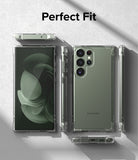 Galaxy S23 Ultra Case | Fusion Bumper - Clear phone case shown from multiple angles around a green Galaxy S23 Ultra.