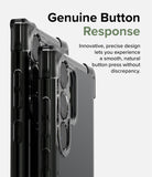 Galaxy S23 Ultra Case | Fusion Bumper - Close-up of phone side buttons on a clear protective case with black bumpers.